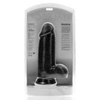 RealRock Dildo realista extra grueso recto con testículos - 23 cm - Negro, imagen 3