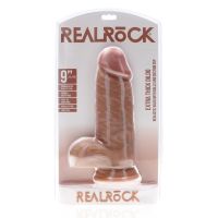 RealRock Extra Thick Straight Dildo con Testículos - 23 cm - Tan, imagen 2