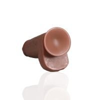 RealRock Extra Thick Straight Dildo con Testículos - 23 cm - Tan, imagen 5
