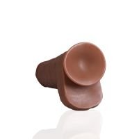 RealRock Dildo recto extra grueso con testículos - 25,4 cm - Marrón claro, imagen 5