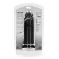 RealRock Dildo recto extra grueso sin testículos - 20,3 cm - Negro, imagen 3