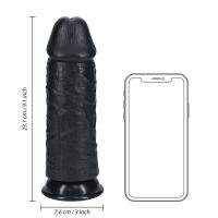 RealRock Extra Thick Dildo realista sin testículos - 23 cm - Negro, imagen 7