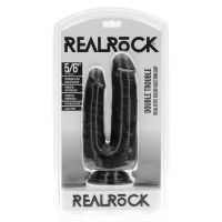 RealRock Double Trouble Dildo Doble - 12,7/15,2 cm - Negro, imagen 2