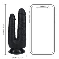 RealRock Double Trouble Dildo Doble - 12,7/15,2 cm - Negro, imagen 7