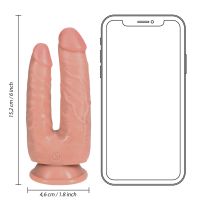 RealRock Double Trouble Dildo doble - 12,7/15,2 cm - Carne, imagen 5