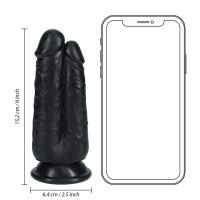 RealRock Two in One Dildo doble - 12,7/15,2 cm - Negro, imagen 6