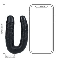 RealRock Dildo doble en forma de U - 12,7 cm - Negro, imagen 7