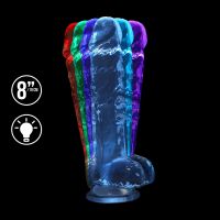 RealRock by Shots - Dildo recargable LED con ventosa - 22 cm - Transparente