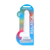 RealRock by Shots - Dildo recargable LED con ventosa - 22 cm - Transparente, imagen 2