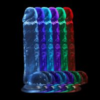 RealRock by Shots - Dildo recargable LED con ventosa - 22 cm - Transparente, imagen 5