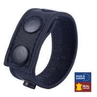 Red Leather Cocky - Cockring de cuero ajustable - Negro