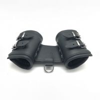 Red Leather Esposas dobles de cuero - Negro