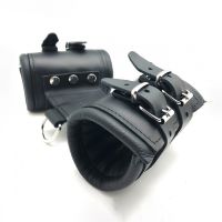 Red Leather Esposas dobles de cuero - Negro, imagen 2