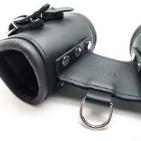 Red Leather Esposas dobles de cuero - Negro, imagen 3