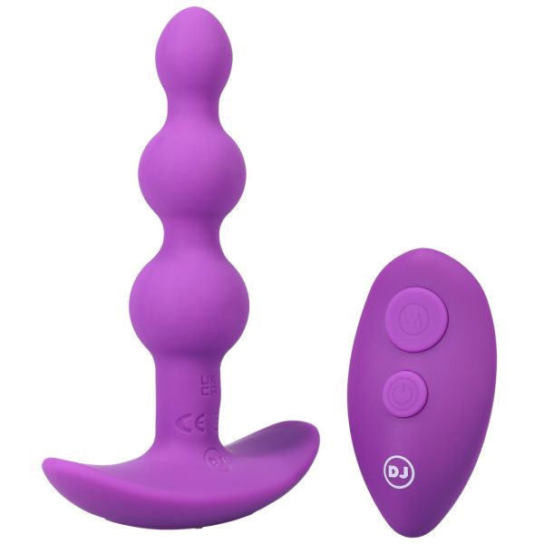 Doc Johnson Shaker - Plug anal de silicona con cuentas y control remoto - Púrpura