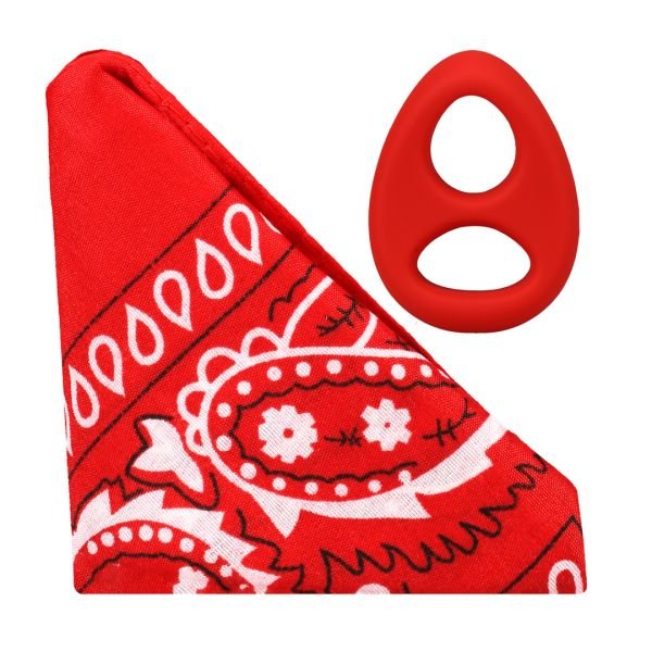Doc Johnson The Code - Cockring de silicona con bandana - Rojo
