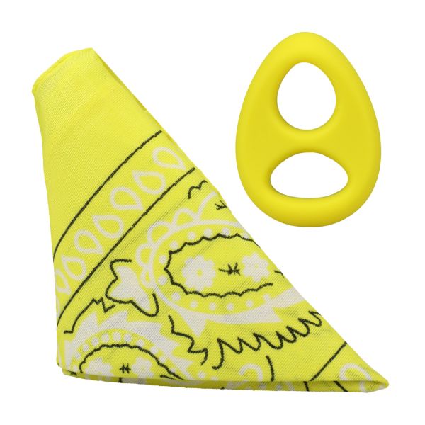 Doc Johnson The Code - Cockring de silicona con bandana - Amarillo