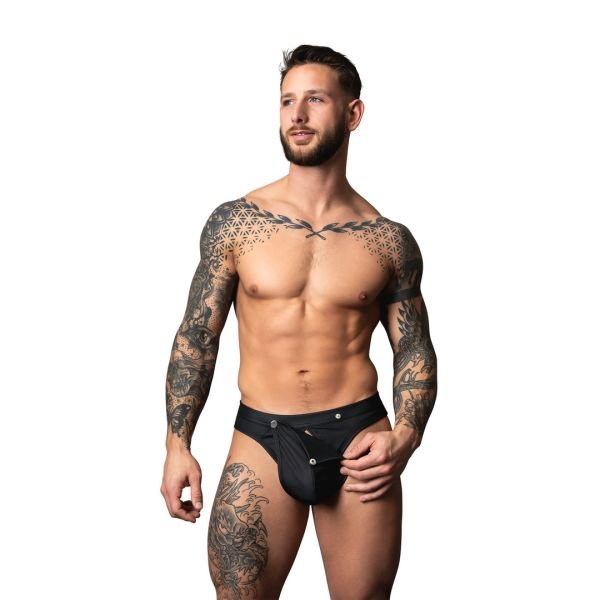 Male Power Tanga con broches Snap Off - Negro