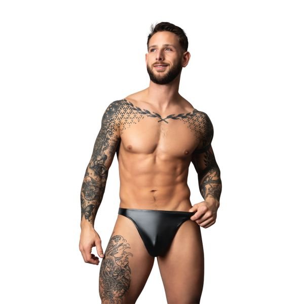 Male Power Tanga wetlook Bong Thong - S/M - Negro