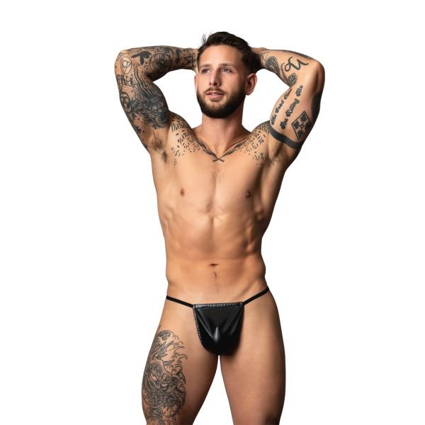 Male Power Tanga hilo wetlook - Talla única - Negro