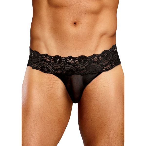 Male Power Micro tanga con espalda fruncida - Negro