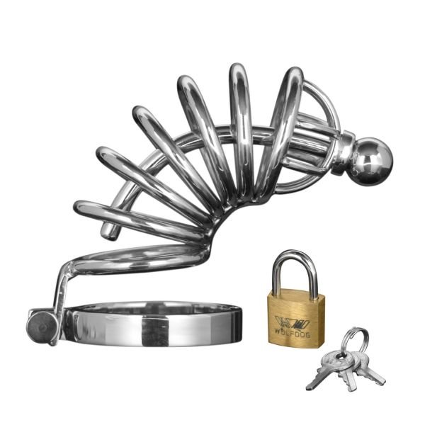 XR Brands Asylum - Jaula de castidad con 6 anillos - M/L