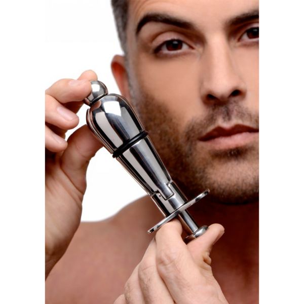 XR Brands Petite Plug anal de acero inoxidable con cierre