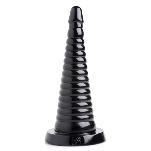 XR Brands Giant Ribbed Anal Cone - Negro