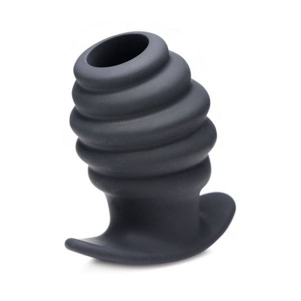 XR Brands Hive Ass Tunnel - Plug anal hueco de silicona estriado - Large
