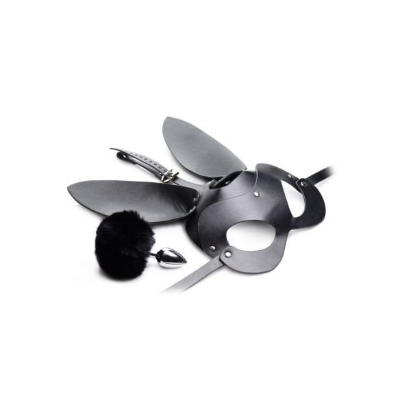 XR Brands Bunny Tail - Set de plug anal con cola y máscara de conejo