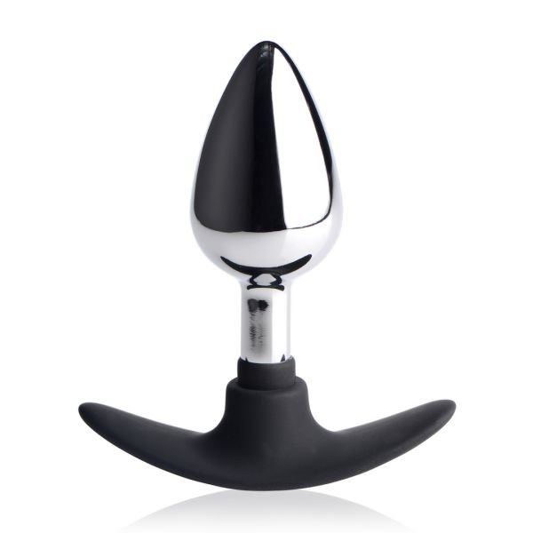 XR Brands Dark Invader - Plug anal de metal y silicona - Mediano