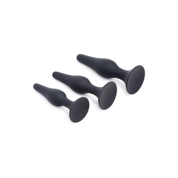 XR Brands Triple Spire - Kit de dilatación anal de silicona - 3 piezas - Negro