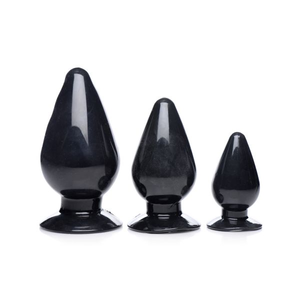XR Brands Triple Cones - Set de plugs anales - 3 piezas - Negro