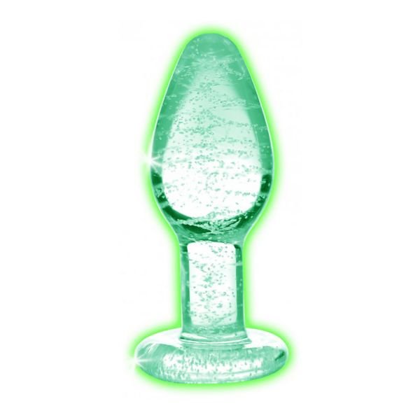 XR Brands Plug anal de cristal que brilla en la oscuridad - Pequeño