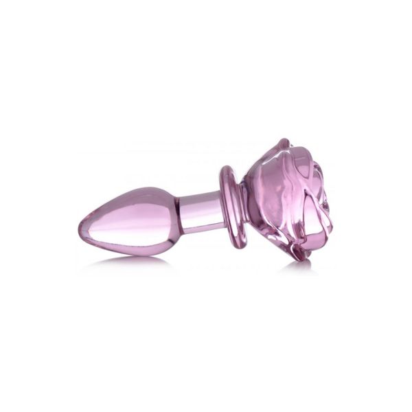 XR Brands Pink Rose - Plug anal de cristal - Pequeño