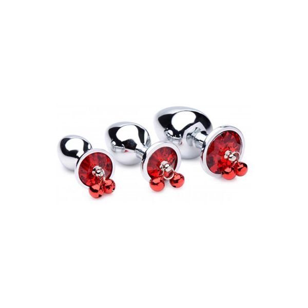 XR Brands Red Gem - Set de plugs anales con cascabeles