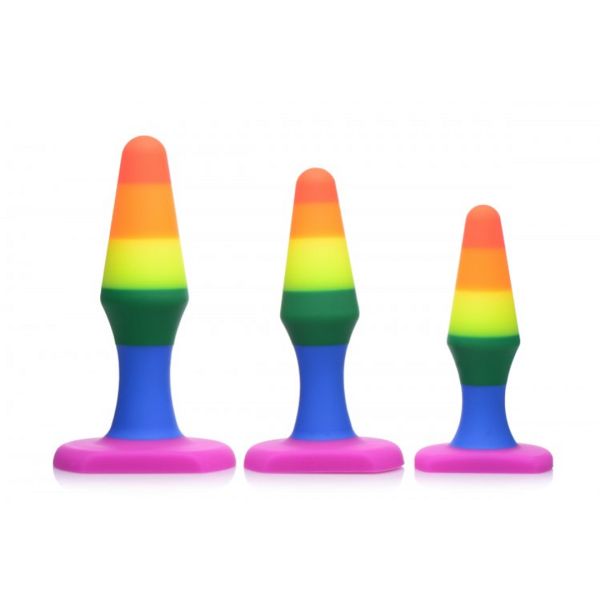 XR Brands Kit de dilatación anal - Set Rainbow de 3 plugs