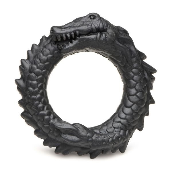XR Brands Black Caiman - Cockring de silicona - Negro