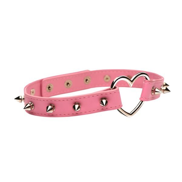 XR Brands Gargantilla con pinchos y corazón - Rosa