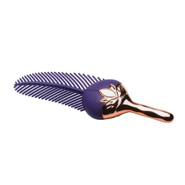 XR Brands The Tickler - Plumero cosquillas vibrador de silicona - Morado/Dorado