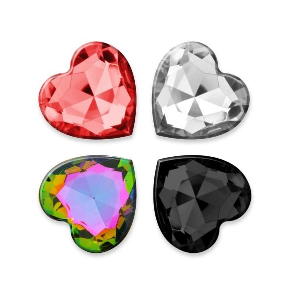 Crushious Cuore - Plug anal con cuatro joyas intercambiables - Pequeño - Negro
