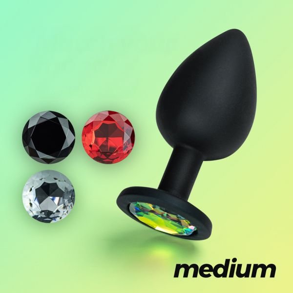 Crushious Camileo - Plug anal con cuatro joyas intercambiables - Mediano - Negro