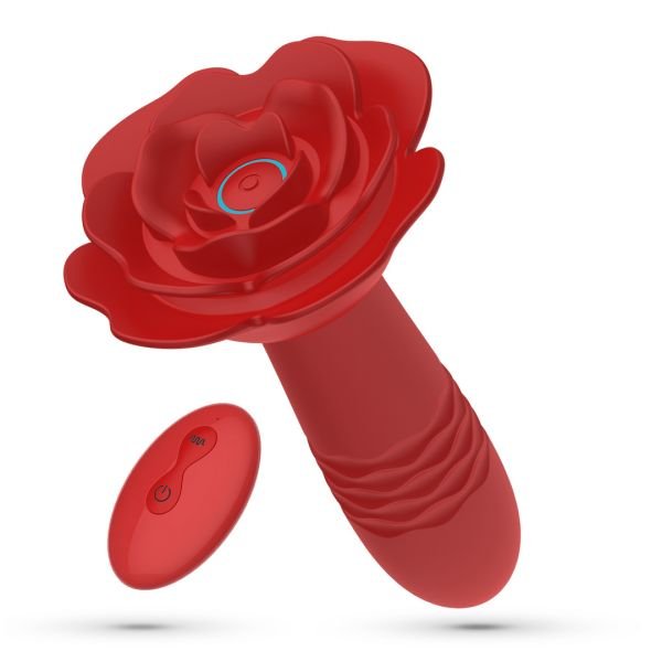 Crushious Romeo - Plug anal rosa con movimiento de empuje y mando a distancia - Rojo