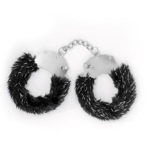 Crushious Spangle - Esposas metálicas con peluche - Negro