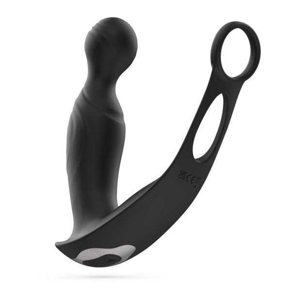 Crushious Flamma - Masajeador de próstata vibrador con ball strap y cockring - Negro