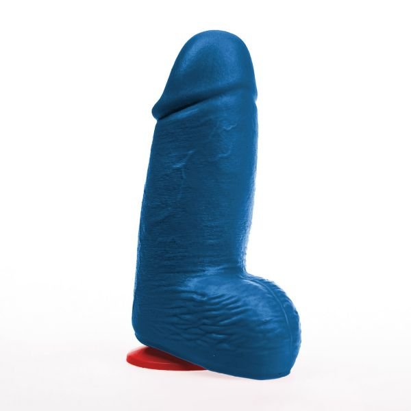 Fuck & Fist Dagr M - Dildo realista grueso con testículos - 14,5 cm - Azul