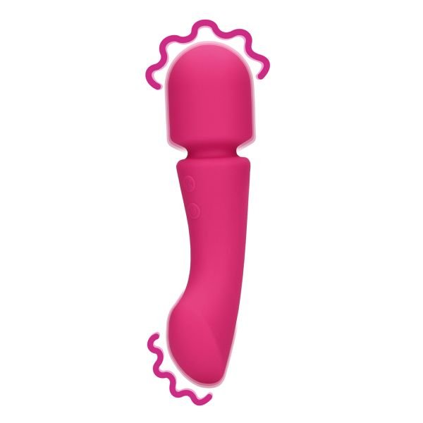 Loveline Varita vibradora de doble cabezal en silicona ultrasuave - Prestone Pink