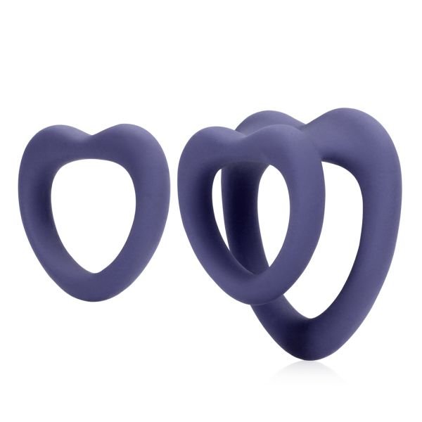 Loveline Set de cockrings en forma de corazón - Violet Storm