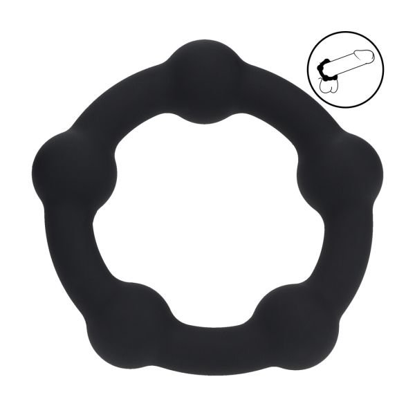 Levelz Cockring de silicona con bolitas - S - 30mm - Negro