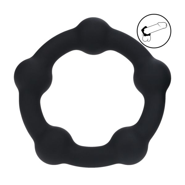 Levelz Cockring de silicona con bolitas - L - 45mm - Negro